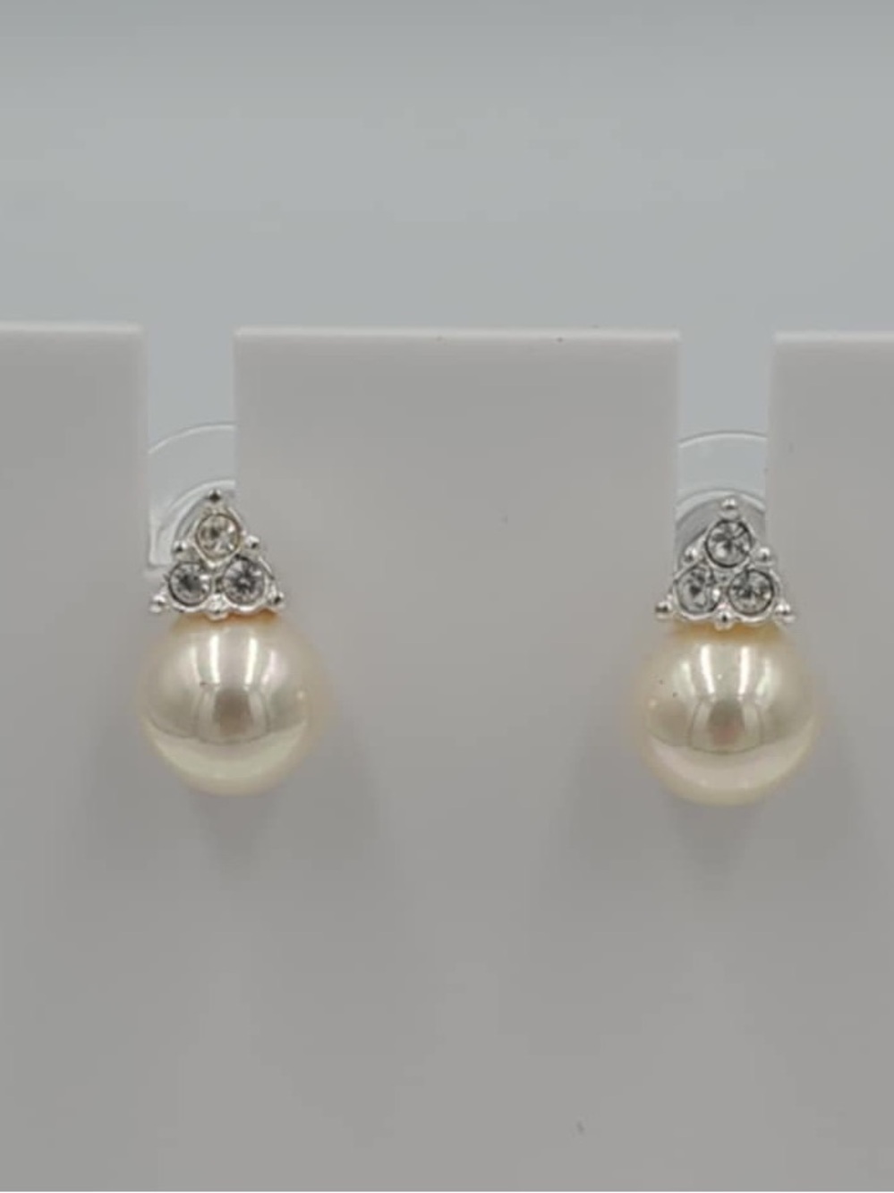 Roman Faux Pearl Rhinestone Bridal Earrings